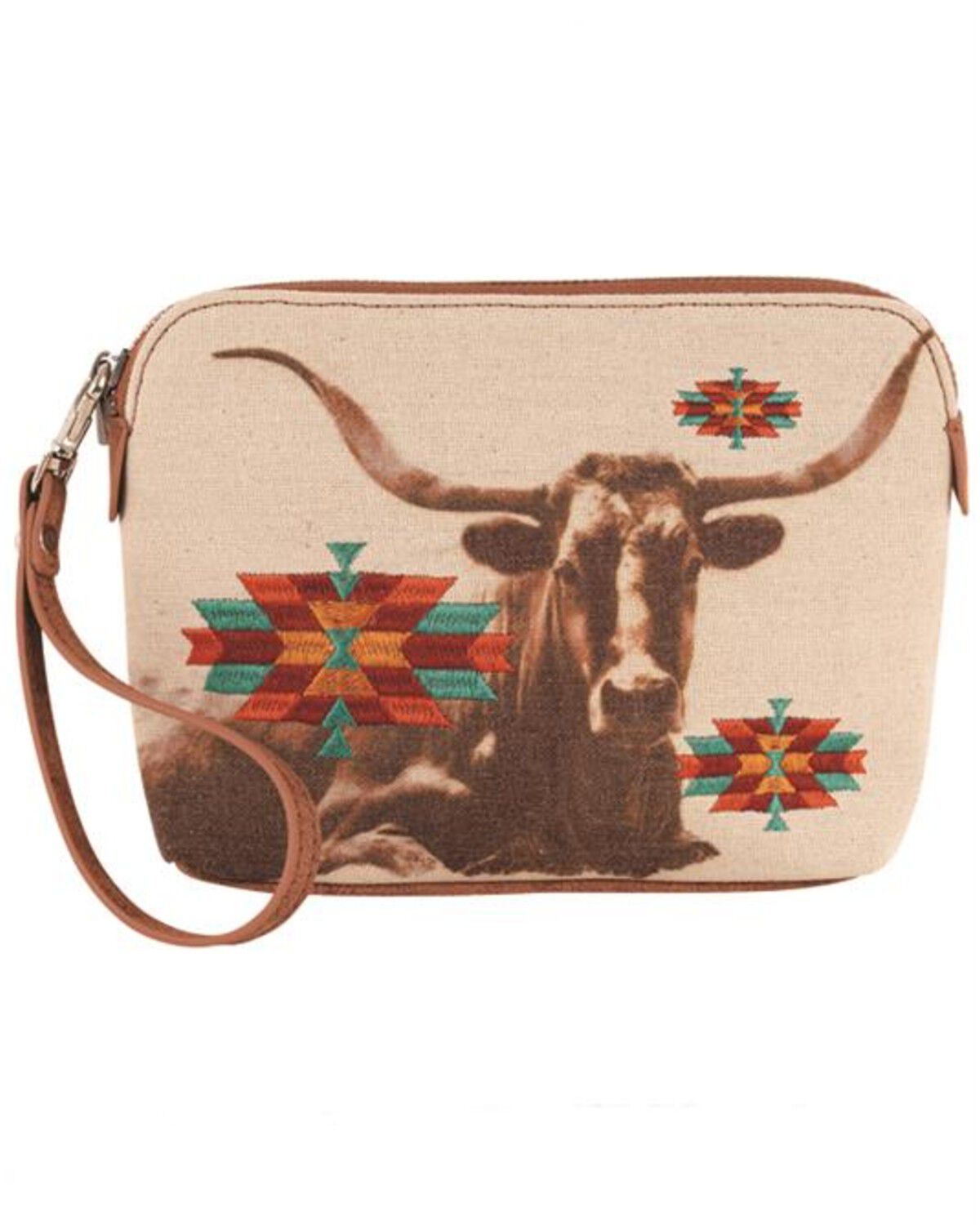 Image #1 - Catchfly Women's Long Horn Cosmetic Pouch, Brown, hi-res