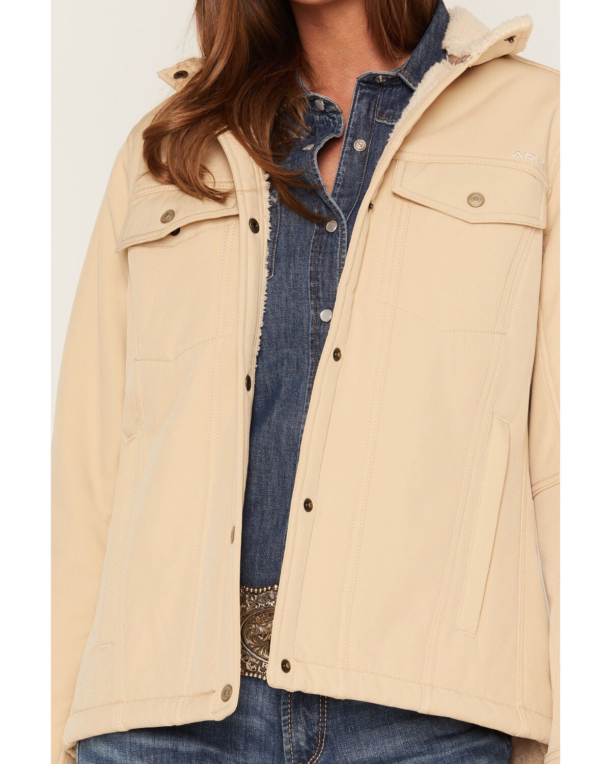Image #3 - Ariat Women's Berber Back Softshell Jacket, Cream, hi-res