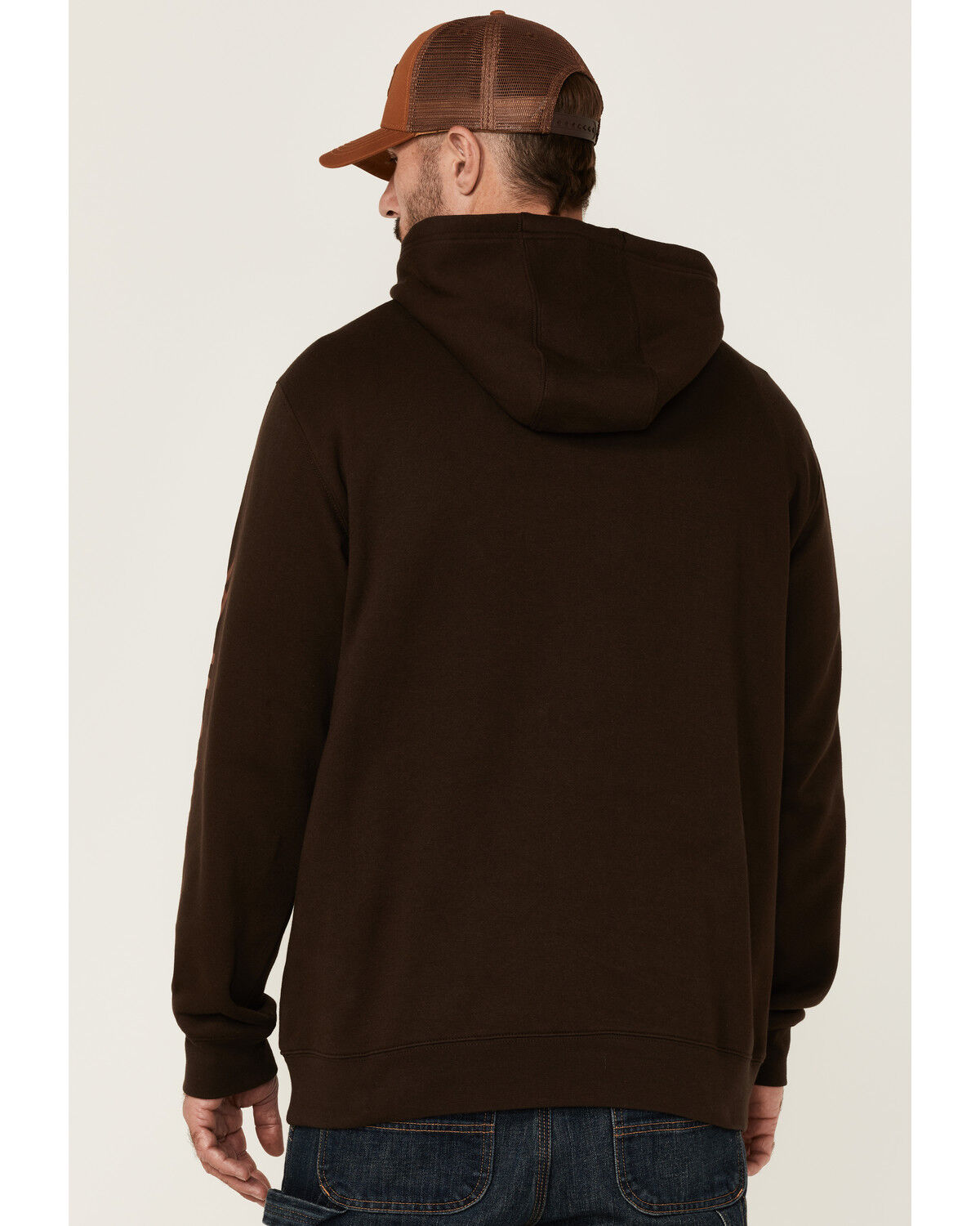 Image #4 - Hawx Men's Primo Logo Graphic Fleece Hooded Work Sweatshirt, Brown, hi-res