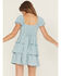 Image #4 - Originality Women's Solid Puff Sleeve Mini Dress, Blue, hi-res
