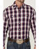 Resistol Men's Atlantis Ombre Plaid Long Sleeve Button Down Western Shirt , Navy, hi-res