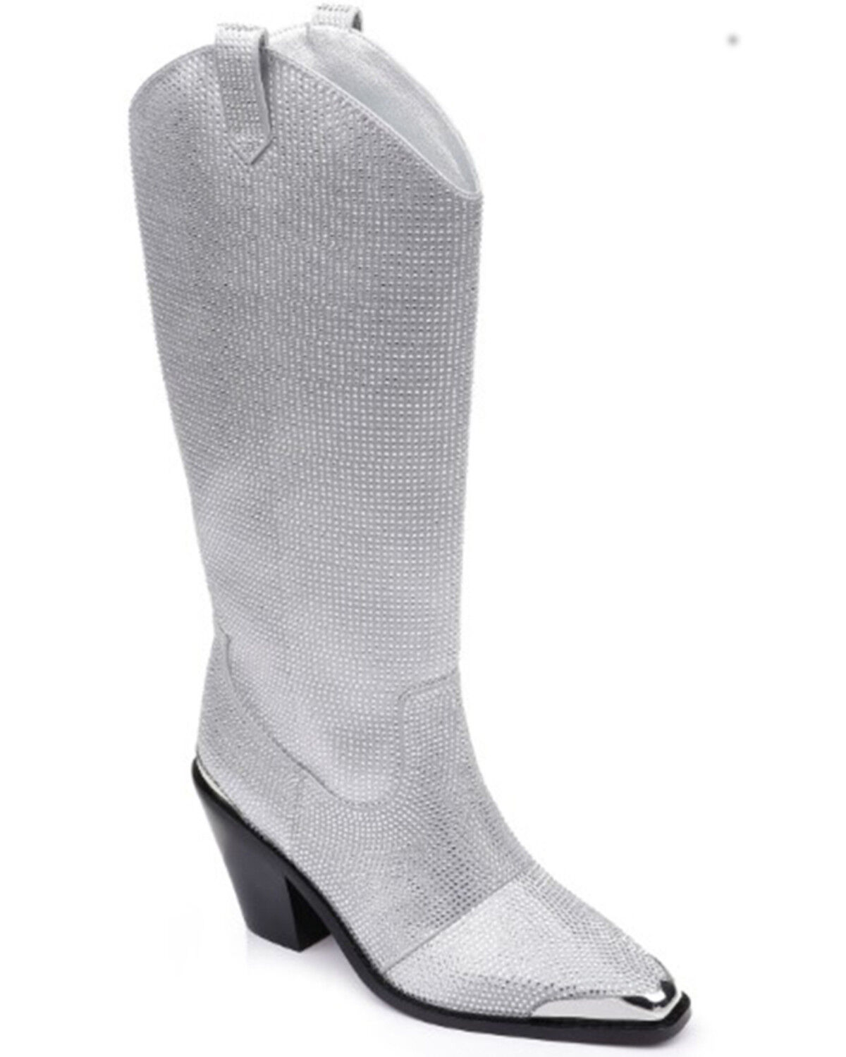 Image #1 - DanielXDiamond Women's North Jewel Cave Tall Western Boots - Snip Toe, Silver, hi-res