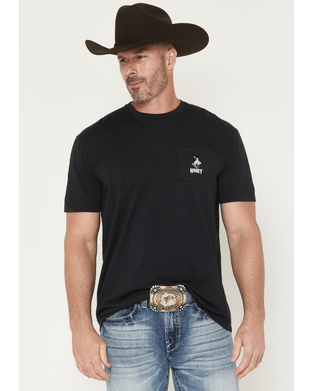 Image #2 - Hooey Men's Cheyenne Short Sleeve Pocket Graphic T-Shirt, Black, hi-res