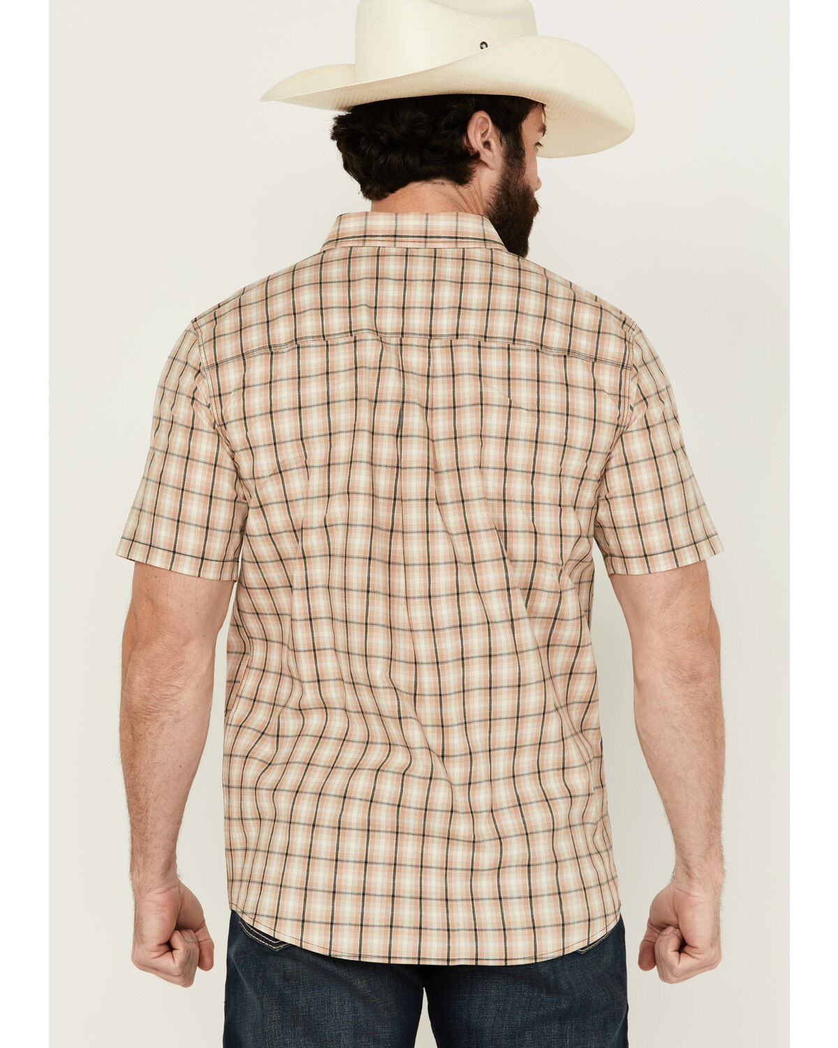 Image #4 - Cody James Men's Adios Plaid Print Short Sleeve Button-Down Western shirt, Tan, hi-res