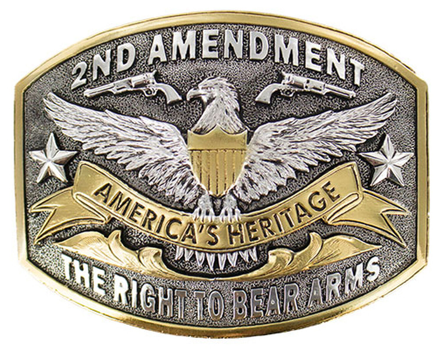 Image #1 - Cody James Men's Right To Bear Arms Buckle, Silver, hi-res