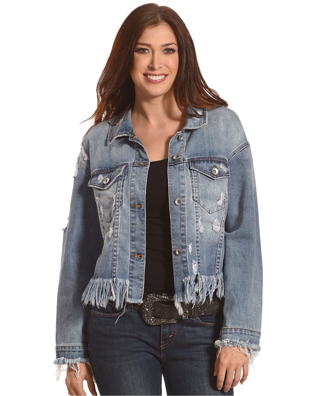 fray hem denim jacket