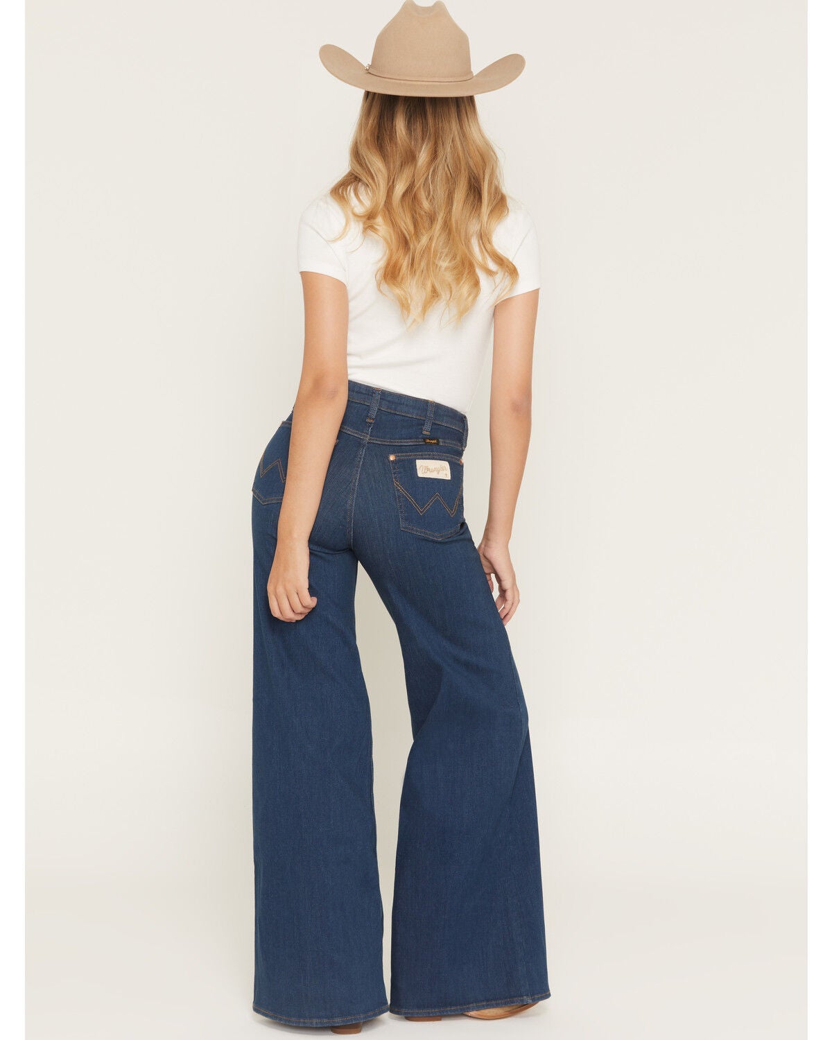 Image #3 - Wrangler X Lainey Wilson Women's Cheeky Wide Leg Stretch Denim Jeans, Blue, hi-res