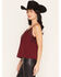 Image #2 - Miss Me Women's Sleeveless Embellished Pintuck Cami, Red, hi-res