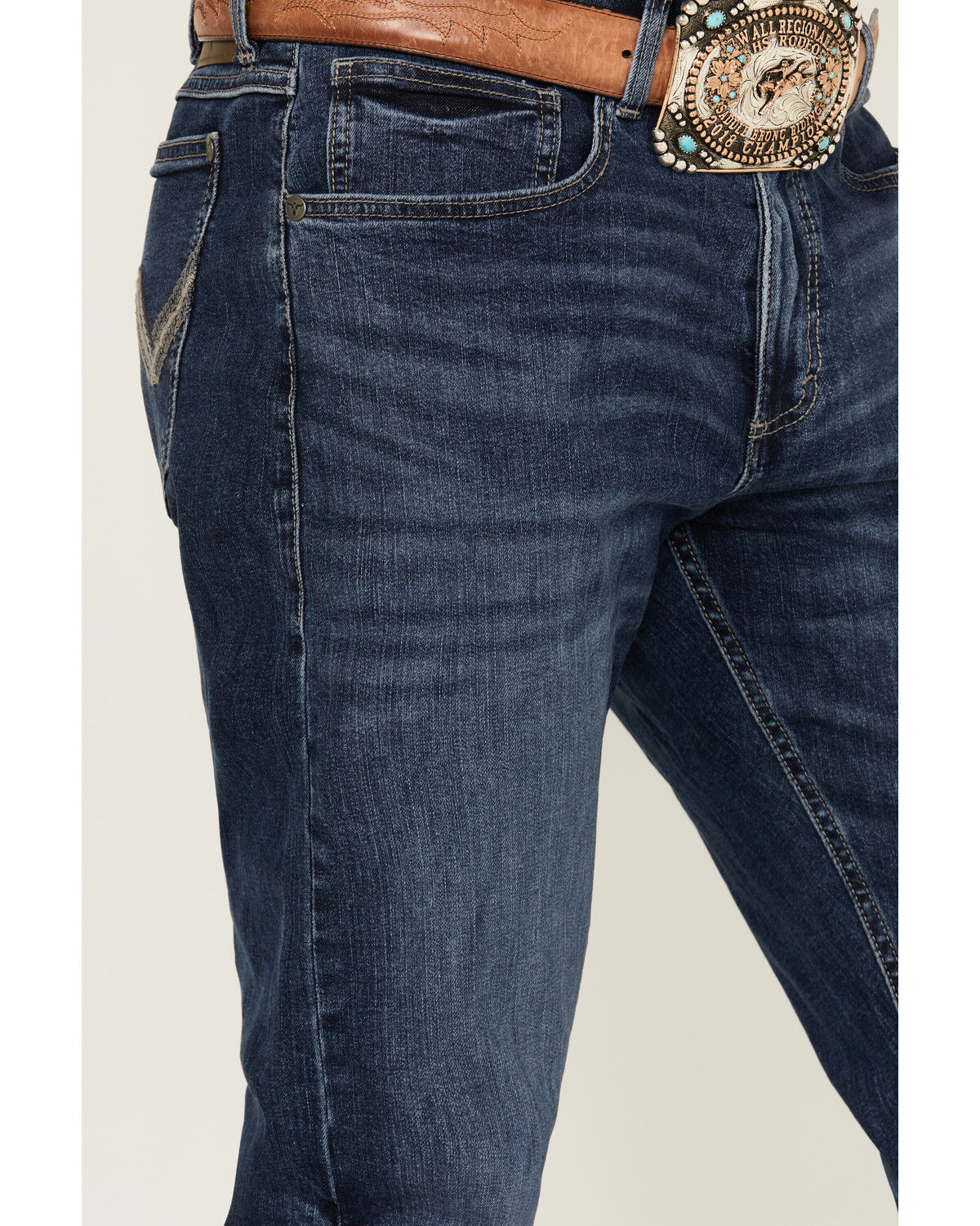 Image #2 - Wrangler 20X Men's Warren Medium Wash Slim Straight Stretch Denim Jeans, Medium Wash, hi-res