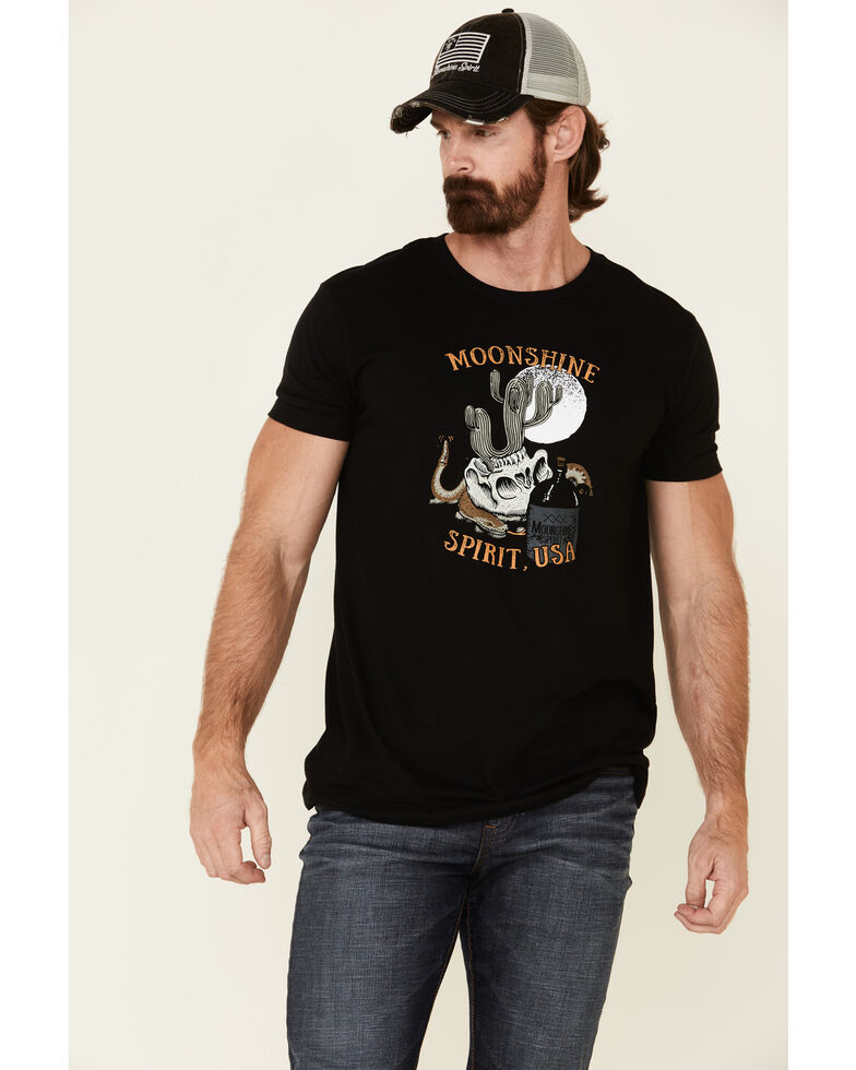 Moonshine Spirit Men's Cactus Whiskey Graphic Short Sleeve T-Shirt , Black, hi-res