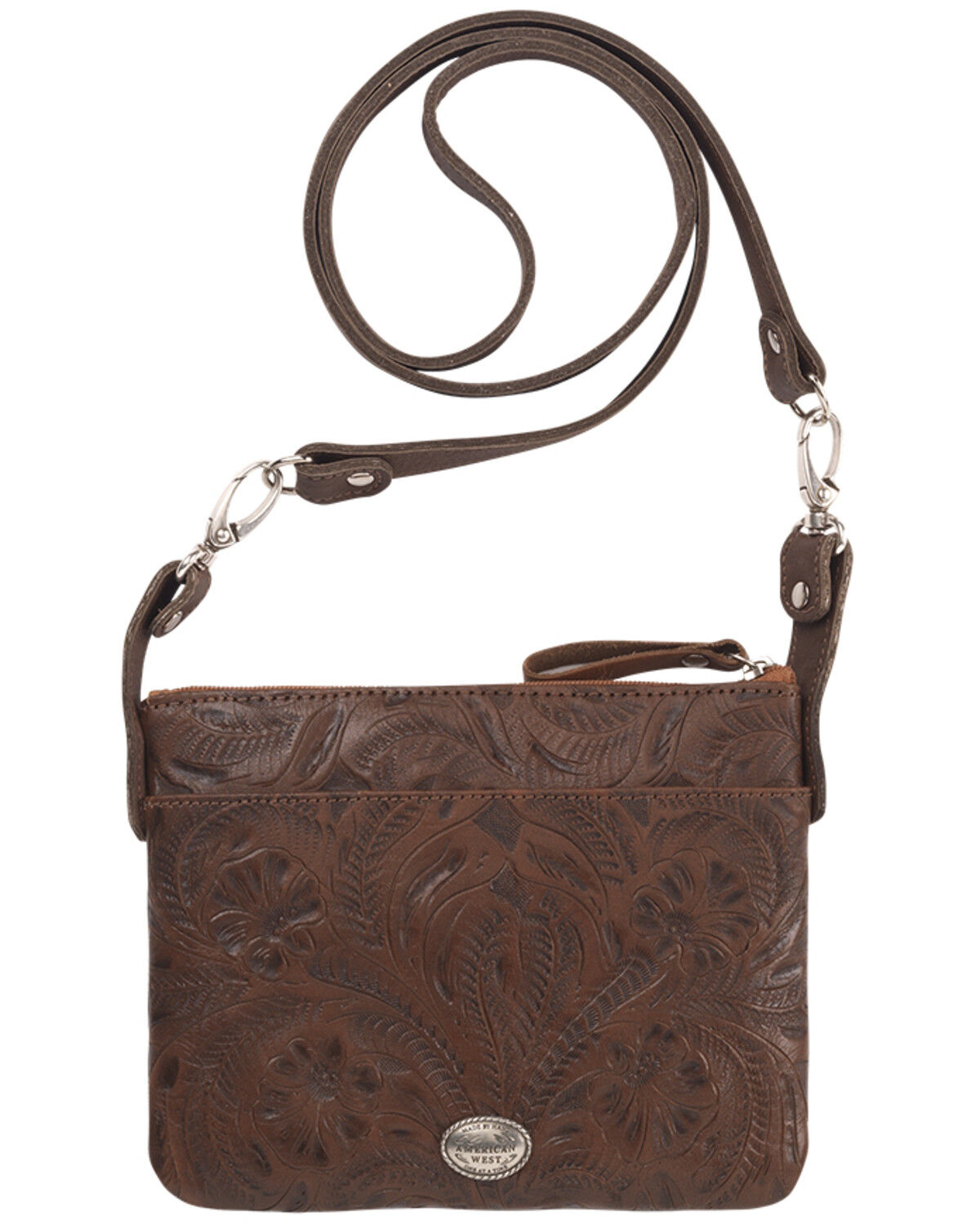 Image #2 - American West Women's Trail Rider Hip Crossbody Bag, Chestnut, hi-res