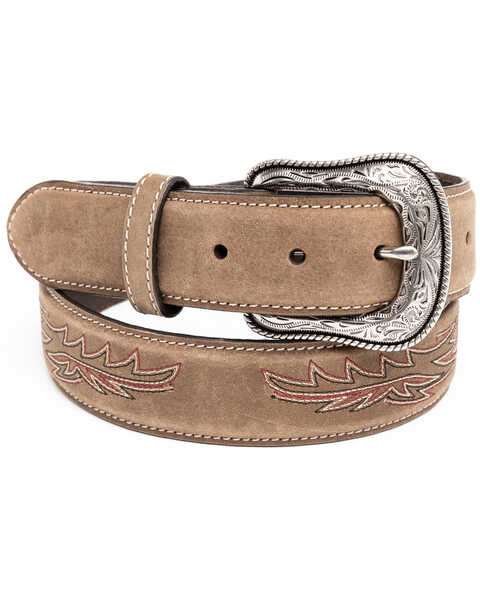 Image #1 - Cody James Men's Brown Red Stitched Leather Western Belt , , hi-res