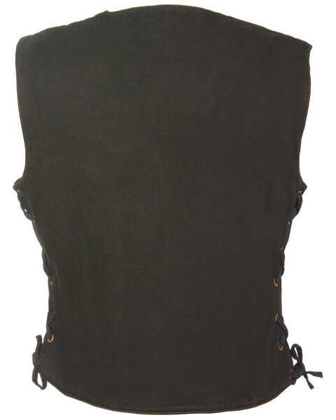 Image #2 - Milwaukee Leather Women's 6 Pocket Side Lace Denim Vest - 3X/4X, Black, hi-res