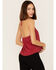 Rock & Roll Denim Women's Southwestern Paisley Embroidered Halter Tank Top, Red, hi-res