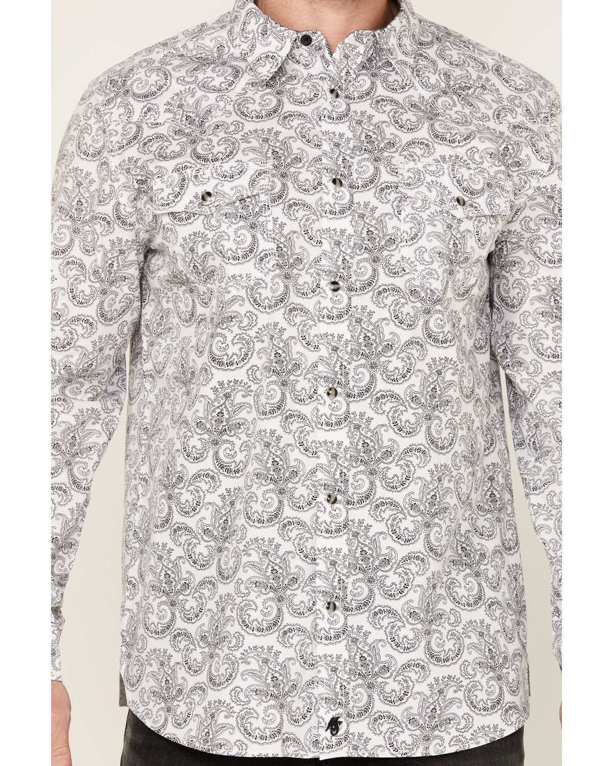 Image #3 - Moonshine Spirit Men's Empire Paisley Print Long Sleeve Snap Western Shirt, White, hi-res