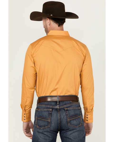 Image #4 - Gibson Men's Solid Long Sleeve Pearl Snap Western Shirt , Gold, hi-res
