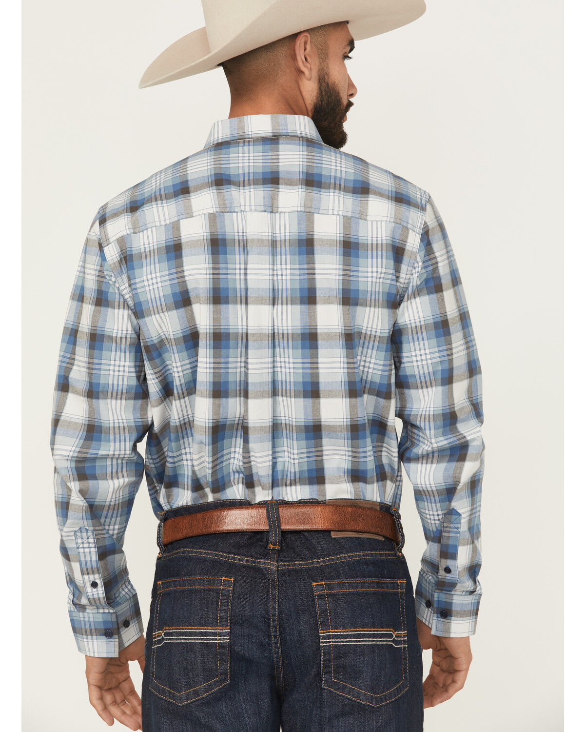Image #4 - Cody James Men's Howdy Duty Plaid Print Long Sleeve Button-Down Western Shirt - Big, Blue, hi-res