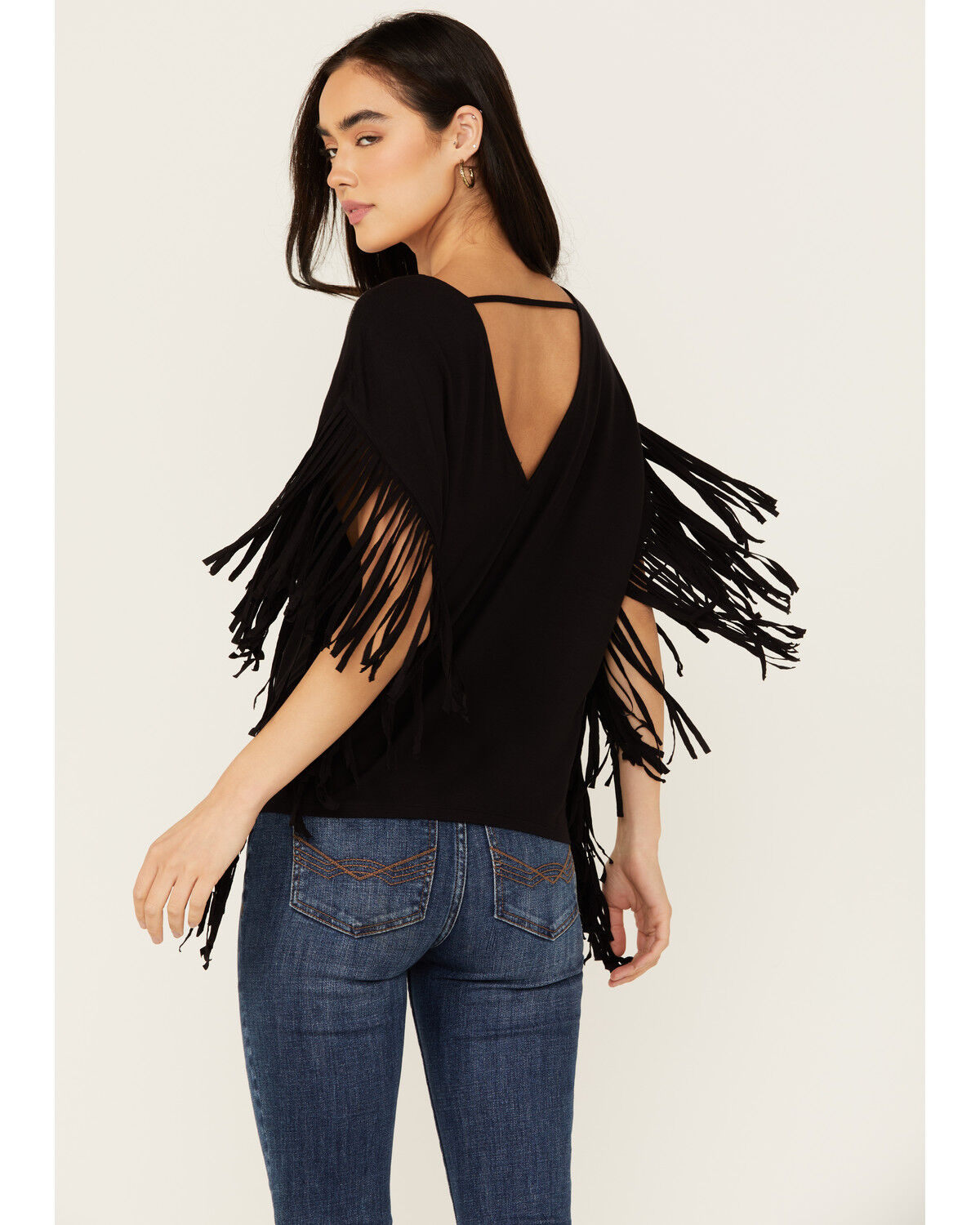 Image #4 - Idyllwind Women's Milner Fringe Short Sleeve Studded Shirt, Black, hi-res