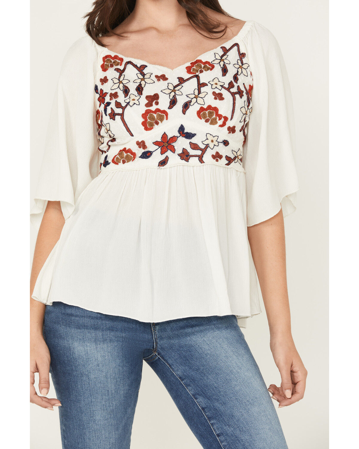Image #3 - Shyanne Women's Embroidered Crinkle Tunic, Ivory, hi-res