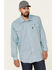 Cinch Men's FR Geo Print Lightweight Long Sleeve Work Shirt , Light Blue, hi-res