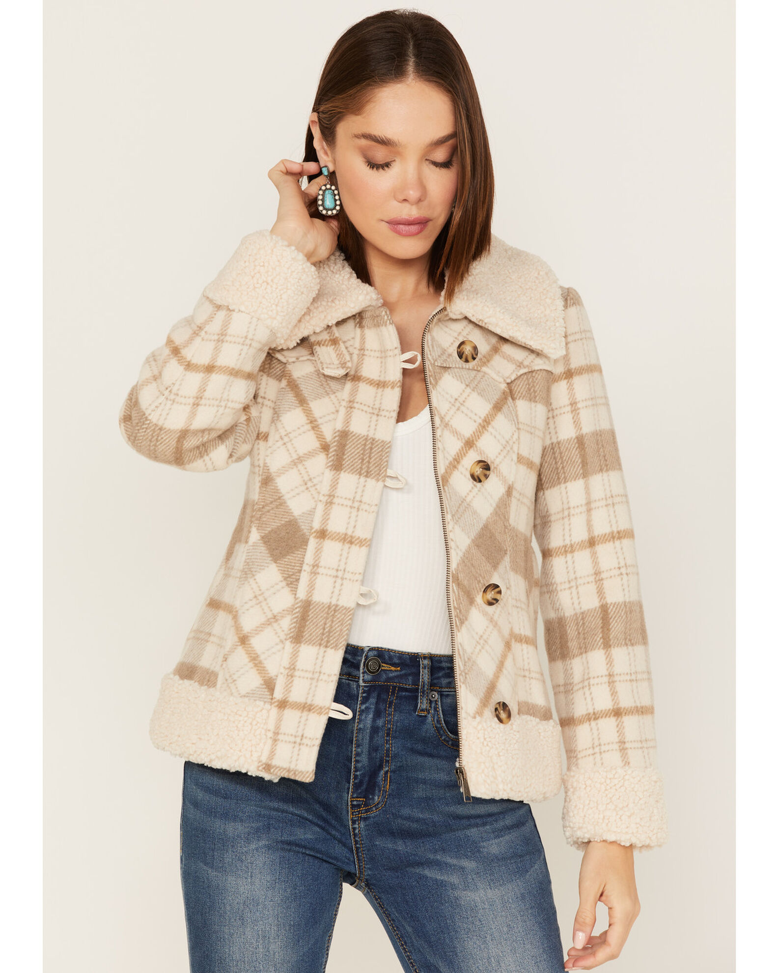 Sherpa lined wool best sale coat