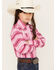 Image #2 - Cowgirl Hardware Girls' Serape Stripe Print Long Sleeve Pearl Snap Western Shirt, Pink, hi-res