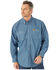  Wrangler FR Men's Chambray Long Sleeve Button Down Work Shirt - Tall, Blue, hi-res