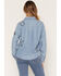 Image #4 - Blue B Women's Light Wash Western Embroidered Long Sleeve Pearl Snap Shirt, Light Wash, hi-res