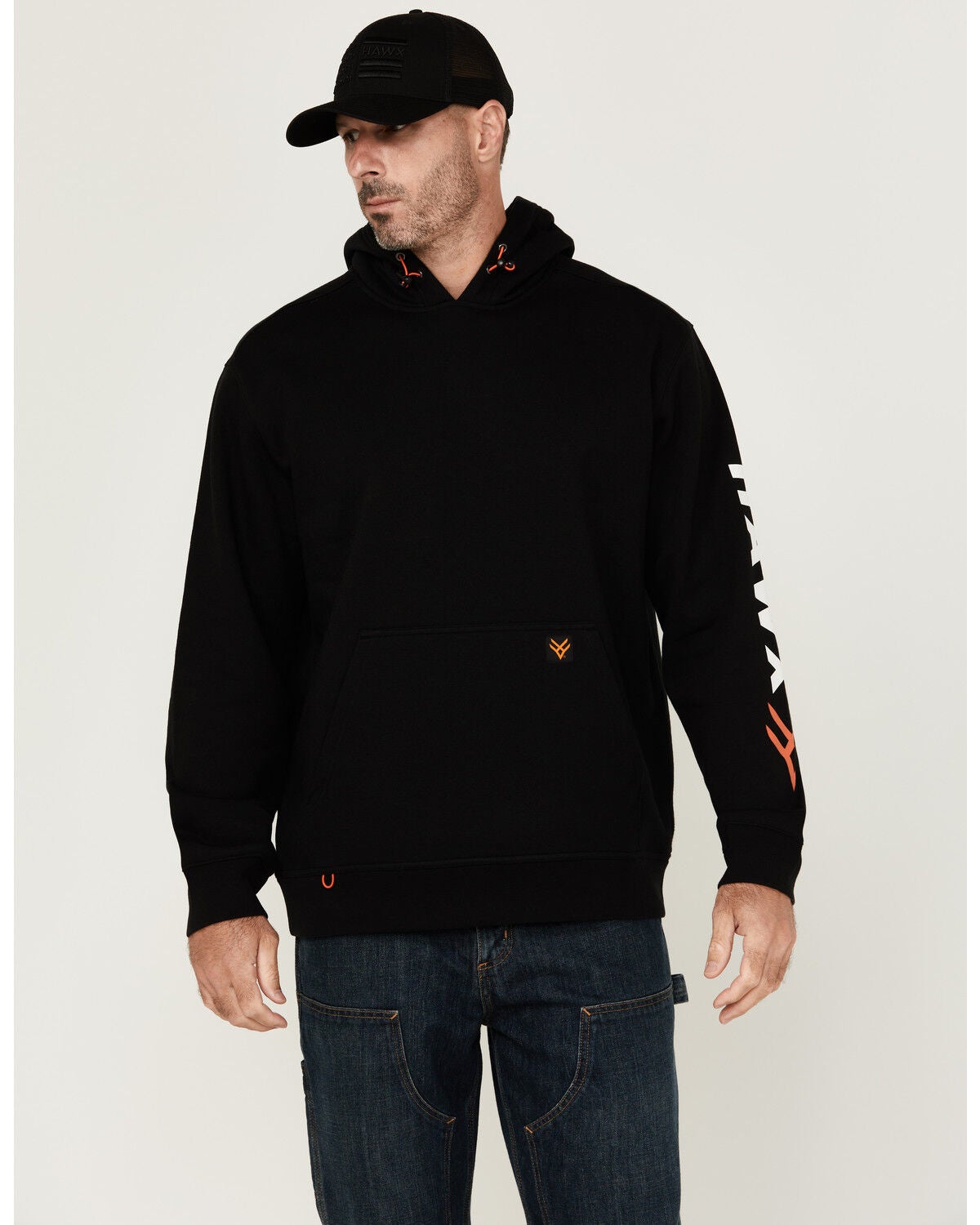 Hawx Men's Halstead Logo Sleeve Hooded Sweatshirt - Big & Tall, Black, hi-res