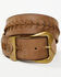 Cleo + Wolf Women's Brass Buckle Lace Detail Western Belt, Brown, hi-res