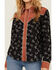 Image #3 - Cruel Girl Women's Conversation Print Long Sleeve Snap Western Shirt, Black, hi-res