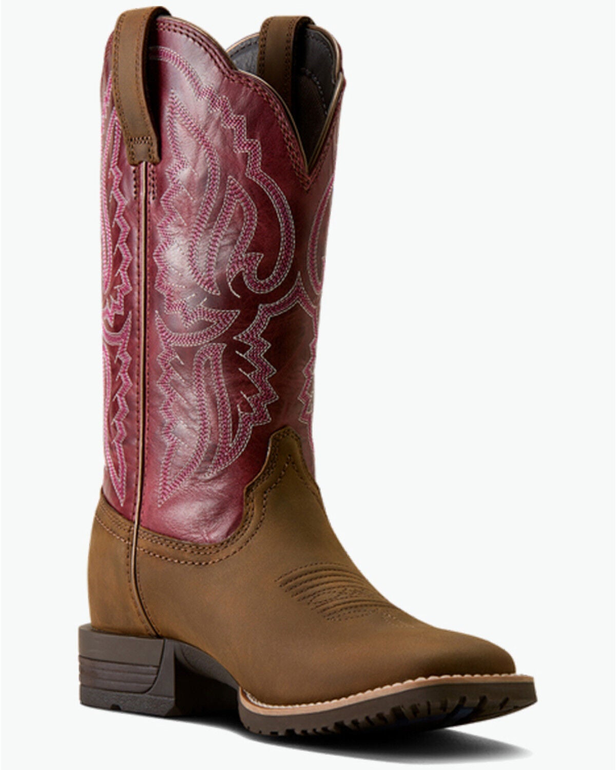 Ariat Women's Hybrid Ranchwork Performance Western Boots - Broad Square Toe, Brown, hi-res