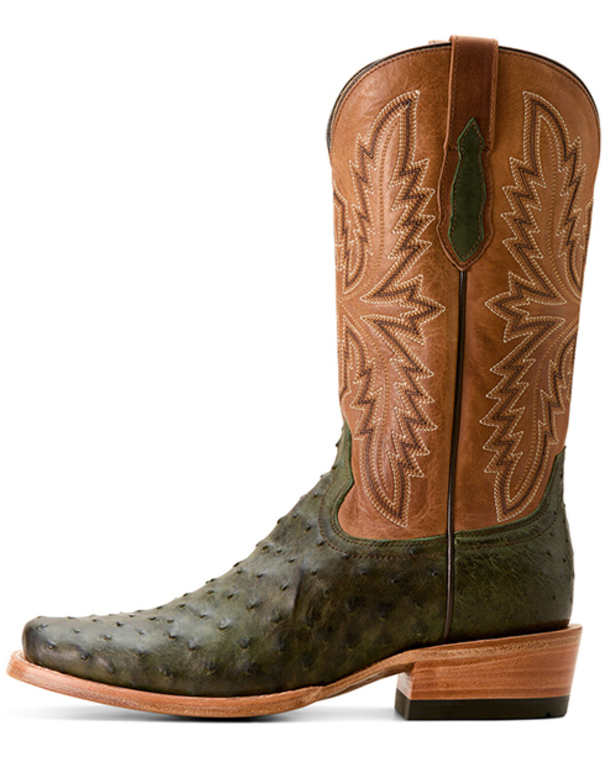 Image #2 - Ariat Men's Futurity Relentless Exotic Ostrich Western Boots - Square Toe, Green, hi-res