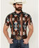 Image #1 - RANK 45® Men's Calvaztec Southwestern Print Short Sleeve Button-Down Stretch Western Shirt, Rust Copper, hi-res
