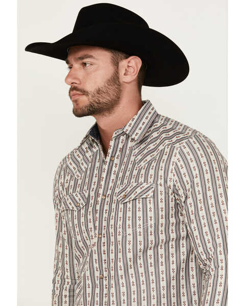 Image #2 - Moonshine Spirit Men's Southern Boy Striped Long Sleeve Pearl Snap Western Shirt , Cream, hi-res