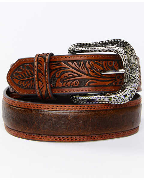 Cody James Men's Ostrich Print Tooled Belt, Brown, hi-res