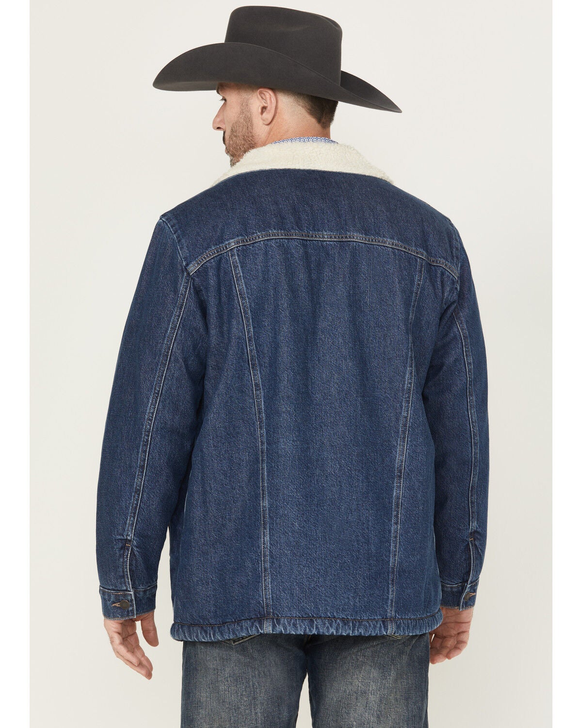 Image #4 - Wrangler Men's Sherpa Lined Denim Coat, Dark Medium Wash, hi-res