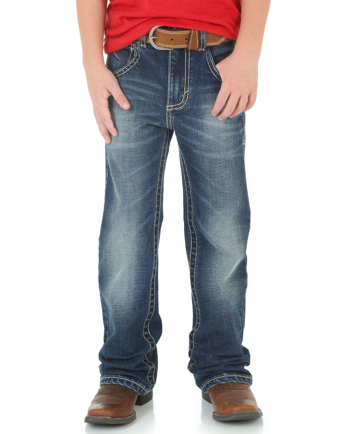 Image #3 - Wrangler 20X Boys' No. 42 Vintage Bootcut Jeans, Blue, hi-res