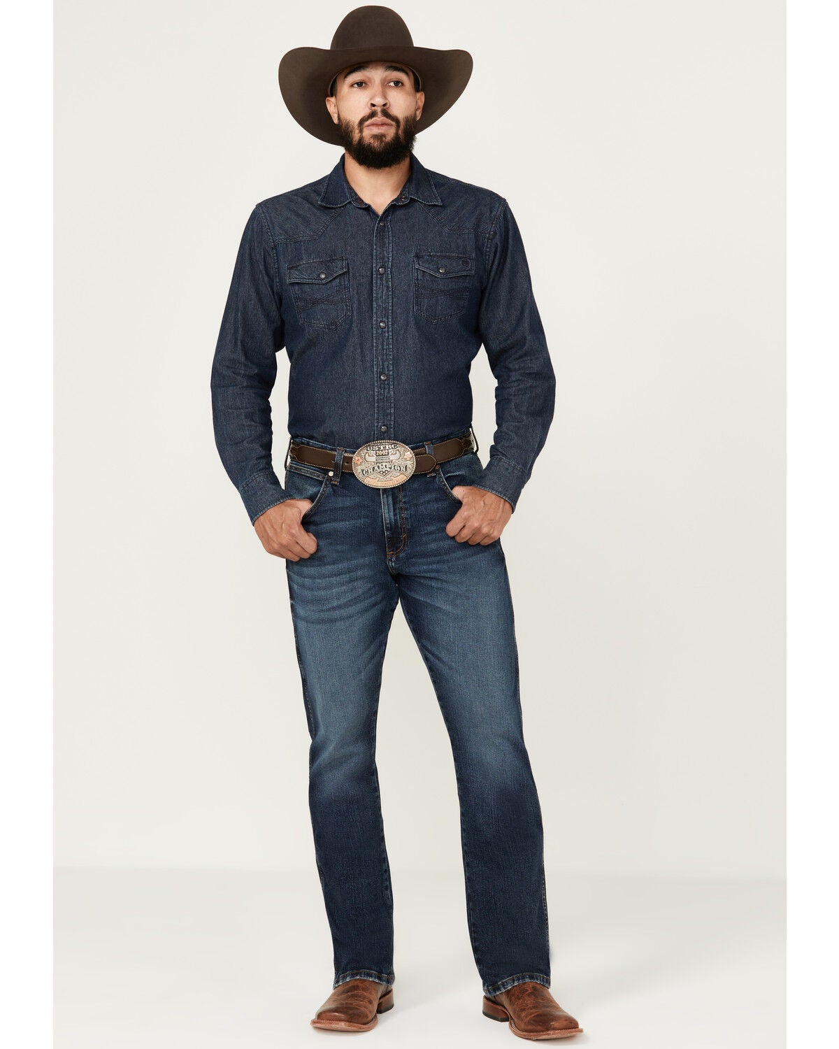 Wrangler Retro Men's Elwick Dark Wash Slim Bootcut Stretch Denim Jeans, Dark Wash, hi-res