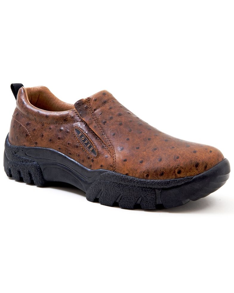Roper Performance Ostrich Print Slip-On Shoes - Round Toe, , hi-res
