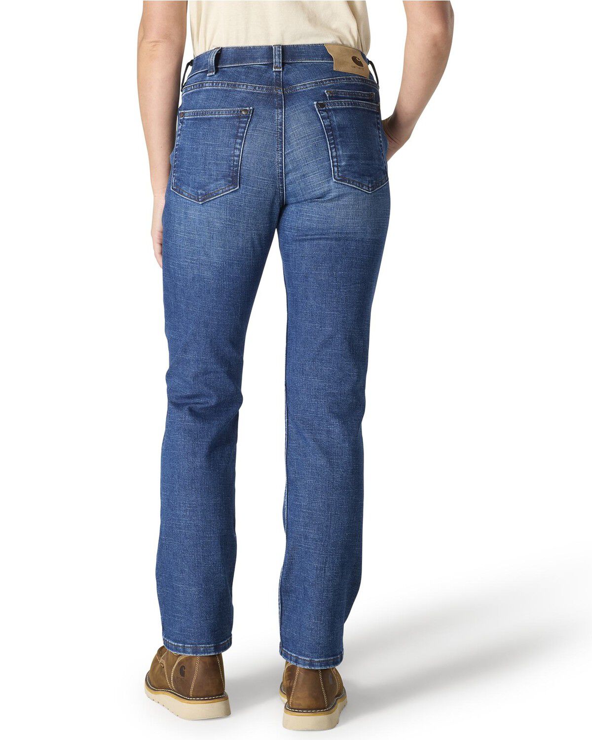 Image #1 - Carhartt Women's Essential Dark Wash Relaxed Fit Stretch Denim Jeans, Dark Wash, hi-res