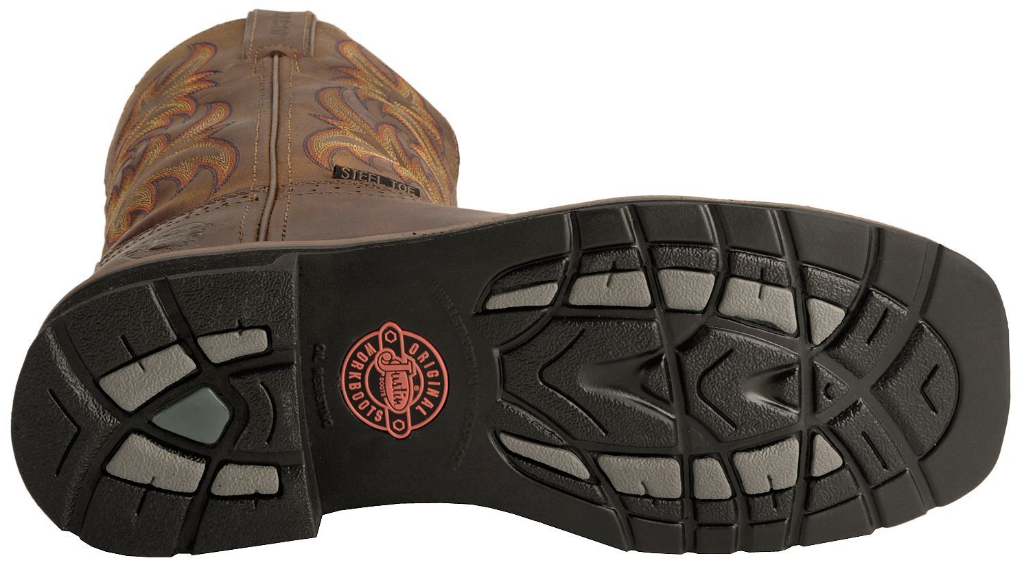 justin men's rugged tan stampede steel toe work boots