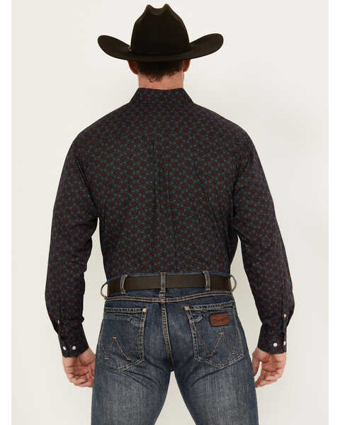 Cinch Men's Geo Print Long Sleeve Button-Down Western Shirt, Black, hi-res