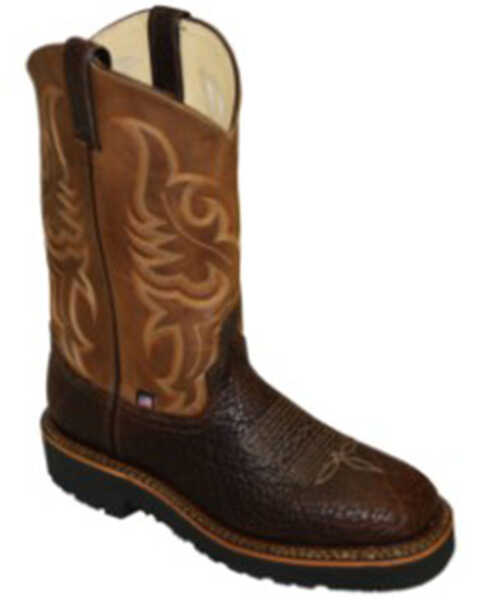 Abilene Men's Shrunken Bison Western Boots - Round Toe, Brown, hi-res