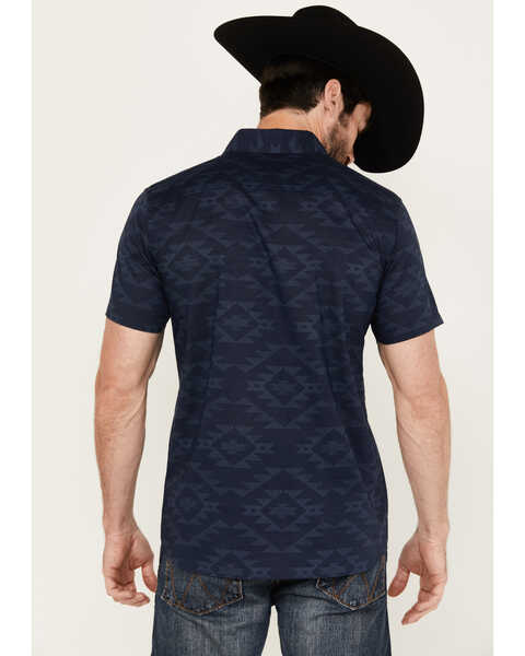 Pendleton Men's Shoreline Tonal Multicolor Print Short Sleeve Button-Down Shirt, Dark Blue, hi-res