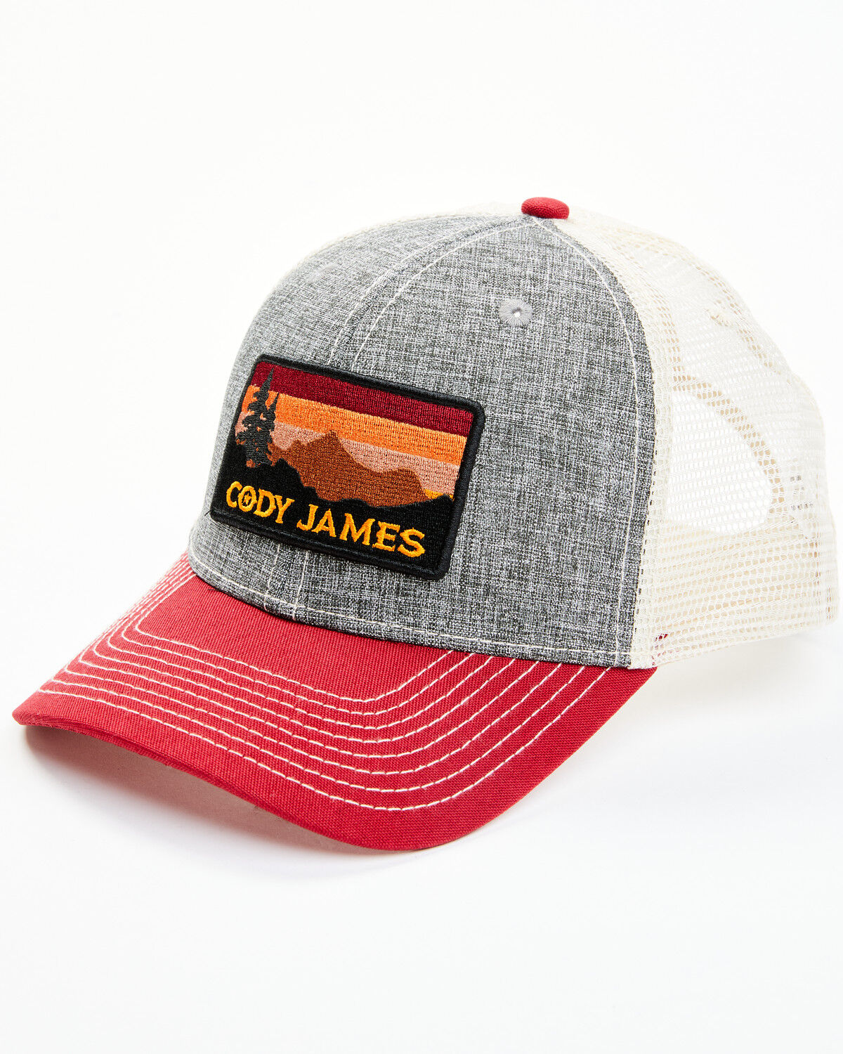 Image #1 - Cody James Men's Sunset Logo Patch Ball Cap, Red, hi-res