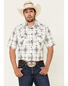 Rough Stock By Panhandle Men's Light Grey Southwestern Print Short Sleeve Western Shirt , Light Grey, hi-res