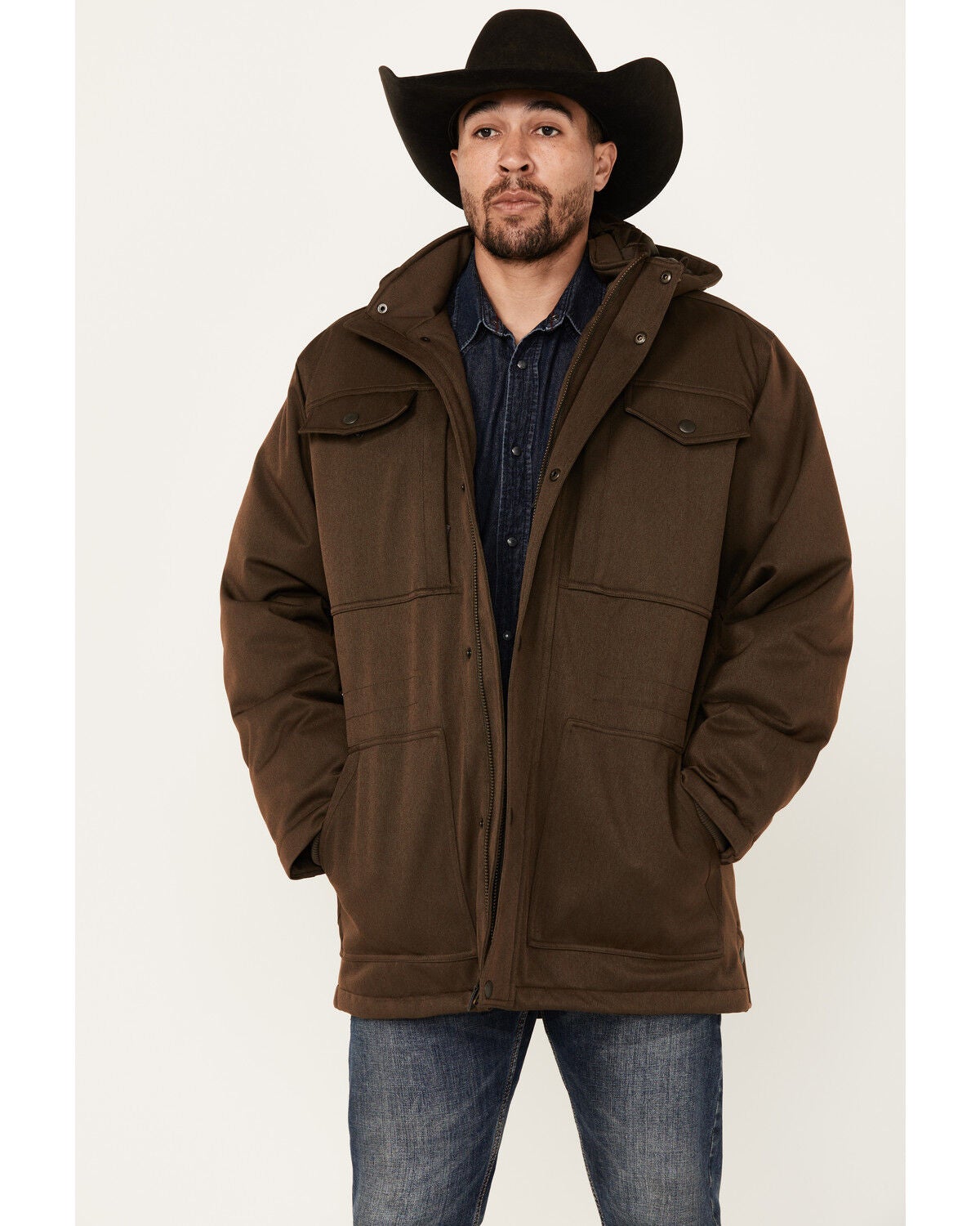 Ariat Men's Abilene Heavyweight Hooded Insulated Parka Jacket, Brown, hi-res