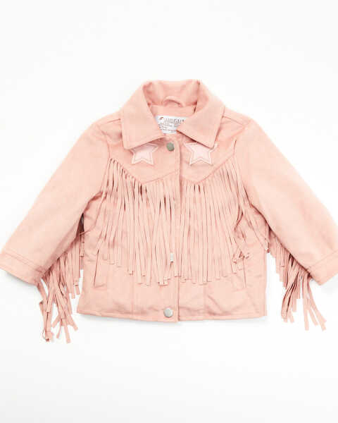 Image #1 - Fornia Toddler Girls' Star Patch Fringe Jacket, Light Pink, hi-res