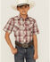 Image #1 - Roper Boys' Plaid Print Short Sleeve Pearl Snap Western Shirt, , hi-res